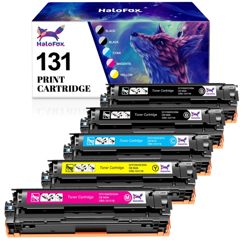 HaloFox Compatible Toner Cartridge Replacement for Canon 131 131h for Canon Color ImageClass MF8280Cw MF624Cw MF628Cw LBP7110Cw MF8230Cn MF8080CW Laser Printer (Black, Cyan, Yellow, Magenta, 5-Pack) - Image 1
